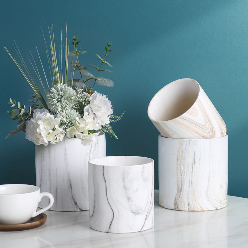 Ceramic Marble Look Plant Pot