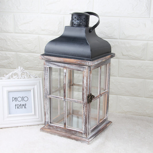 Rustic retro wooden wind lantern
