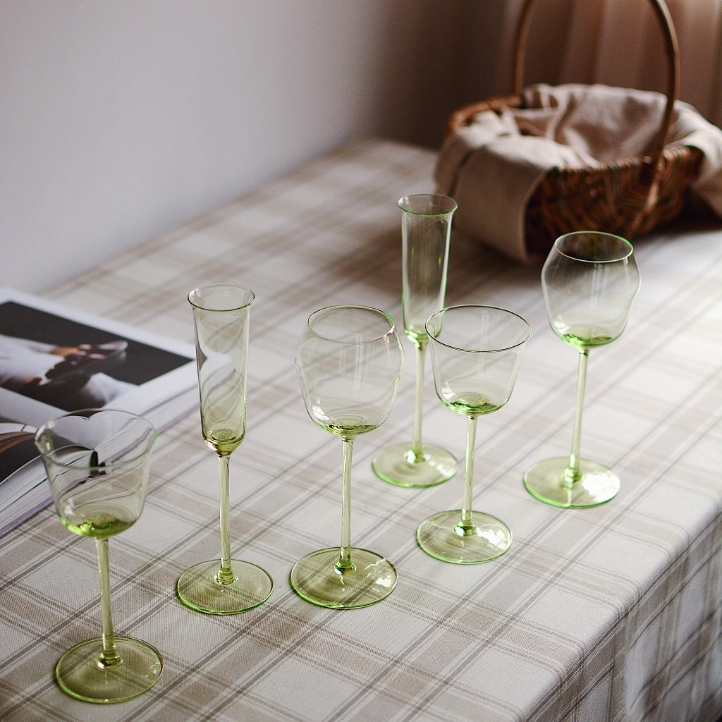 French Green Glass Champagne Glasses