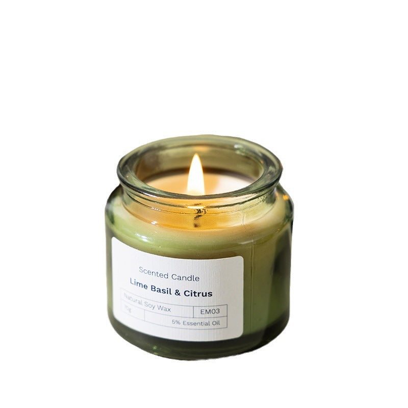 Green Glass Soy Wax Scented Candle